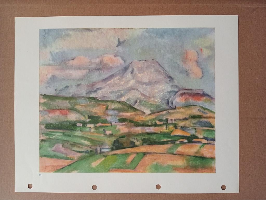 Paul Cezanne Kubisme landschap offset prent druk jaren 50-60, Ophalen of Verzenden