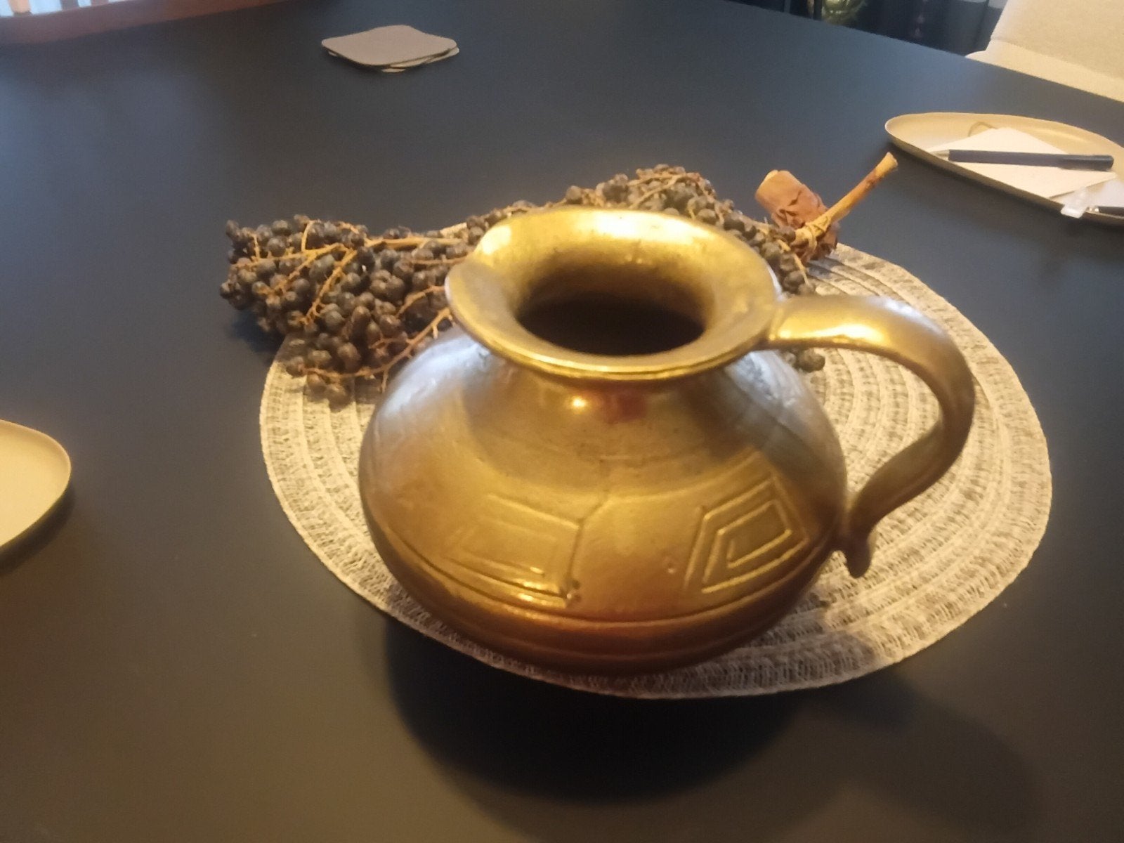 Antieke Koperen Kruik met Handvat ter Decoratie 3.2 kg zwaar, Ophalen of Verzenden, Koper