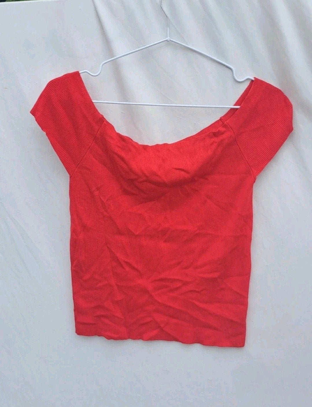 Jacqueline de Yong rode off-shoulder top Maat M, Maat 38/40 (M), Ophalen of Verzenden, Zo goed als nieuw, Korte mouw