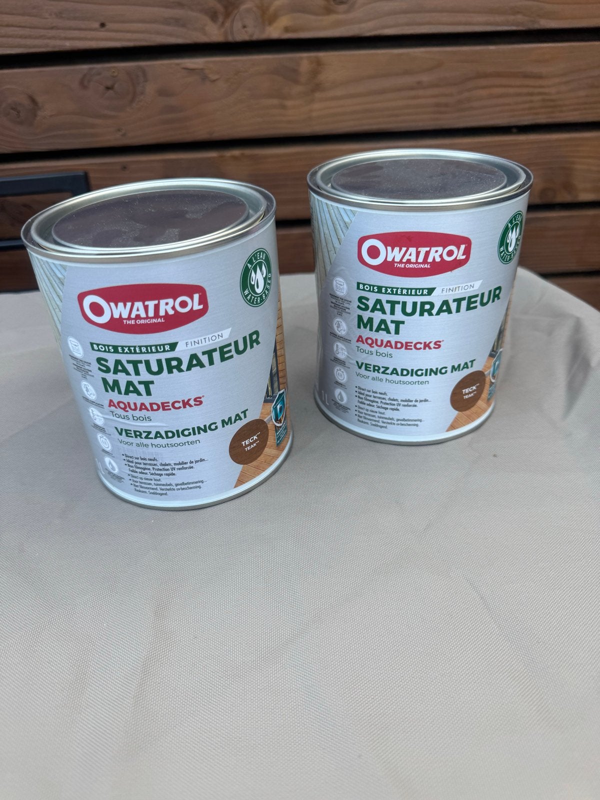 Owatrol Aquadecks Saturateur Mat Teak Houtolie (2x 1L), Bruin, Nieuw, Beits, Ophalen of Verzenden