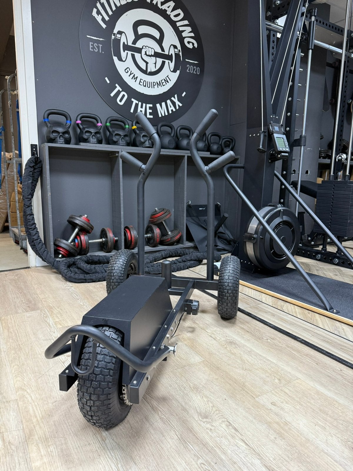 Compacte power tank / fitness sled on wheels, push and pull, Overige typen, Ophalen of Verzenden, ., Info@fitnesstradingtothemax.nl