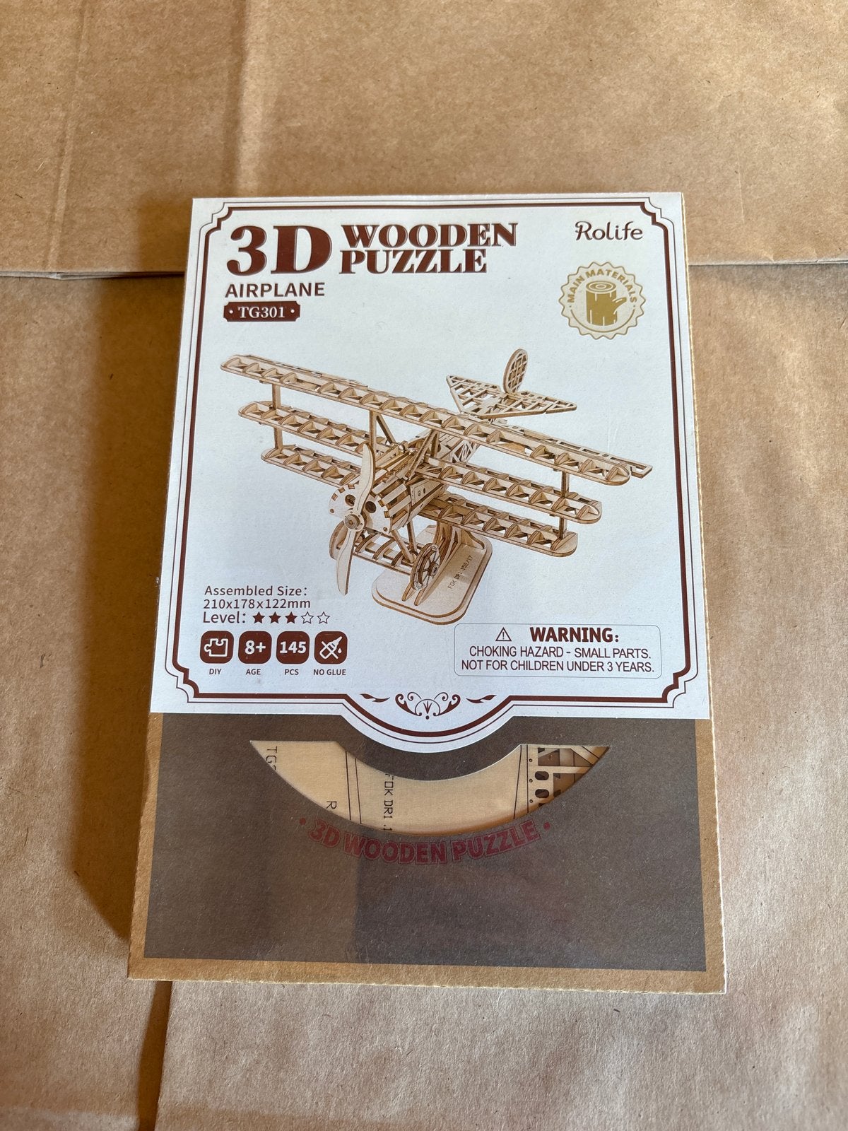 Rolife 3D Houten Puzzel Vliegtuig TG301, Ophalen of Verzenden, Nieuw, Knutselen