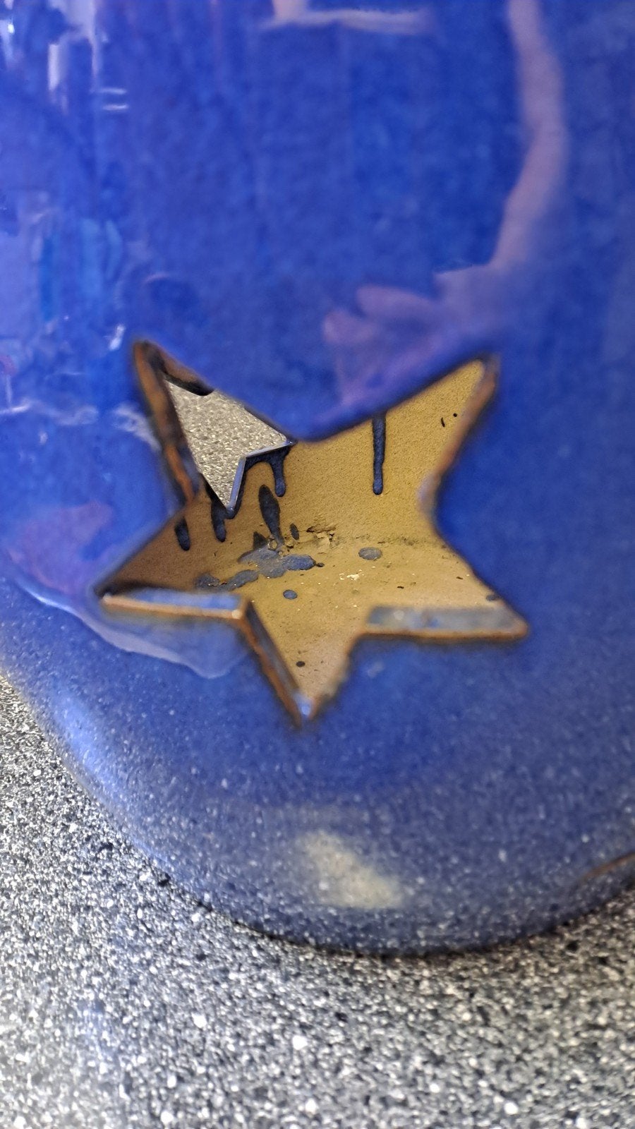 Blauwe keramische lantaarn met sterren uitsparingen, Gebruikt, Onbekend@voorbeeld.com, Blauw, Overige stijlen