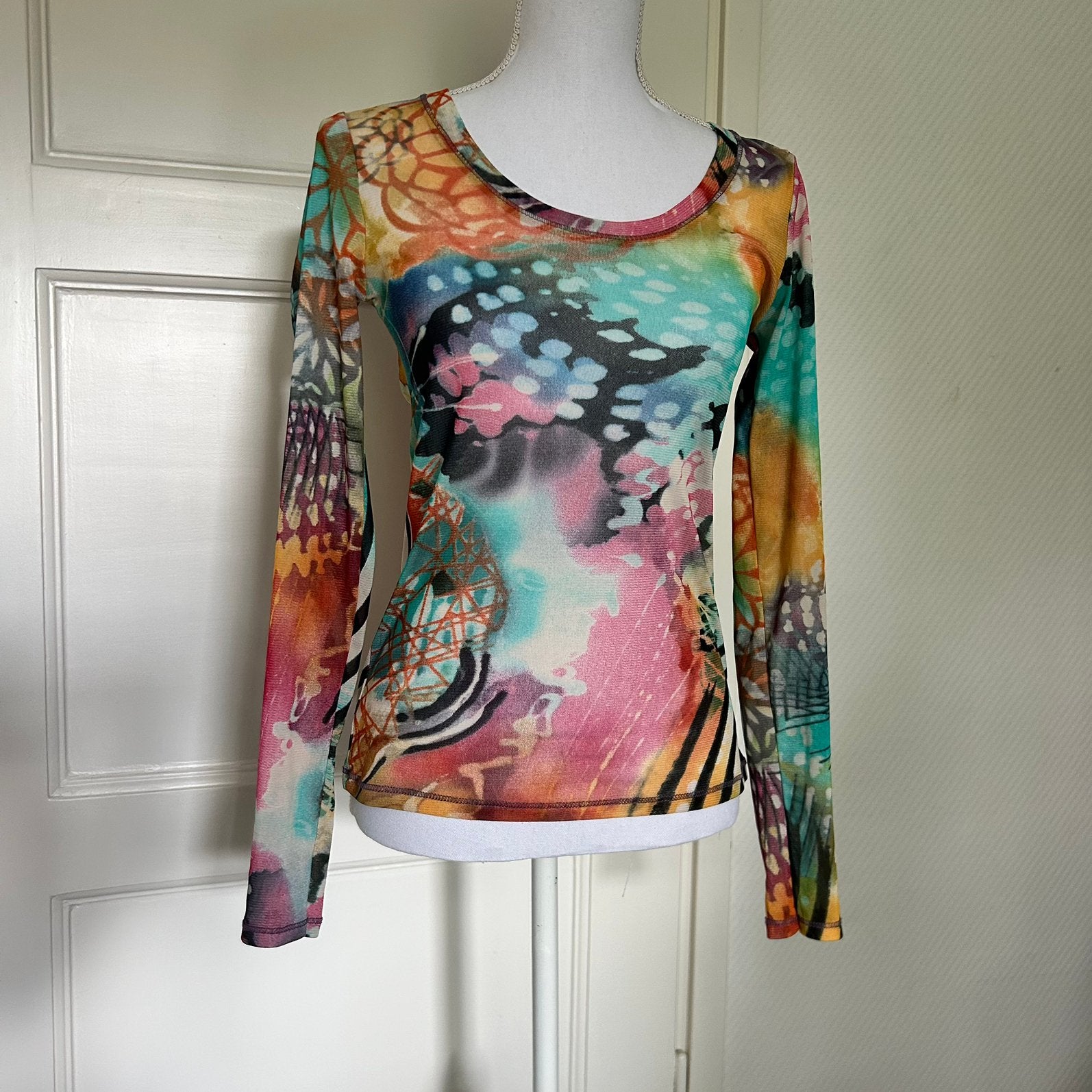 Deca de vous à nous Vintage Mesh Top Multicolor – 2 (S / M), Deca de vous à nous, Overige kleuren, Ophalen of Verzenden, Lange mouw