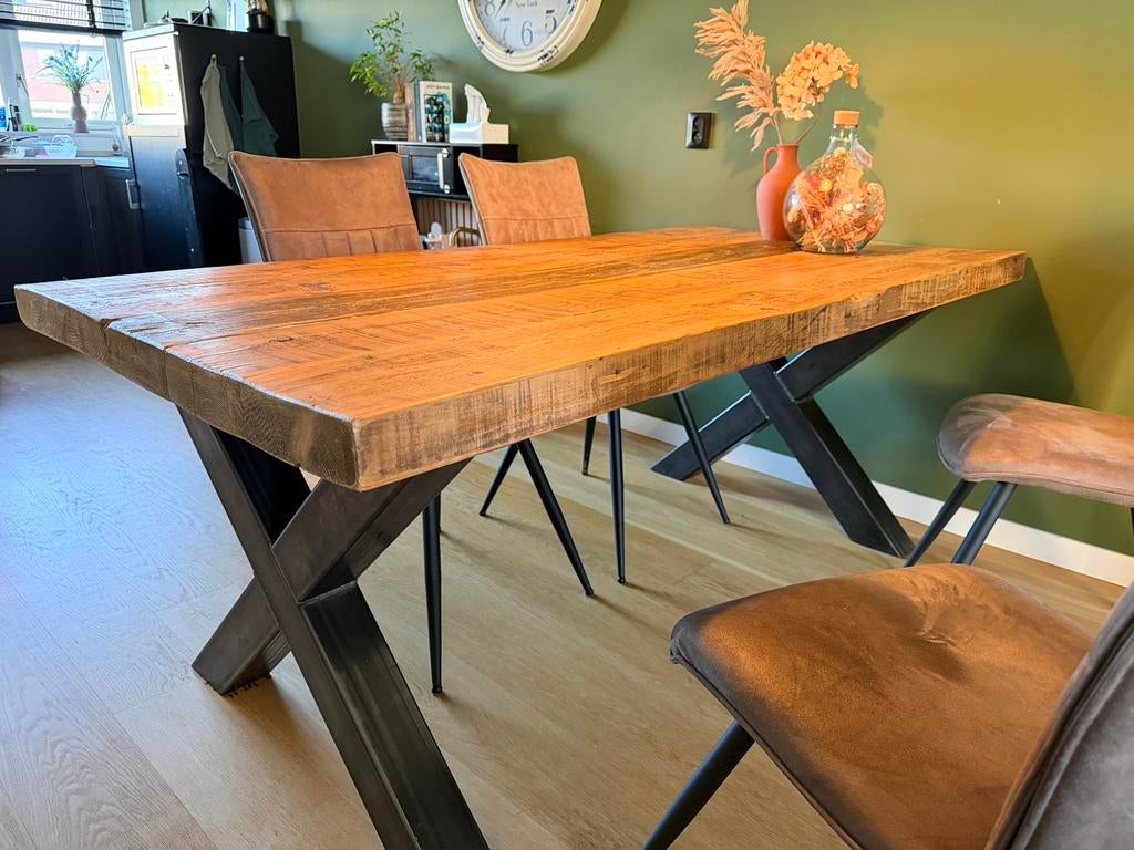 Stoere en robuuste eettafel 190x100, Ophalen, 200 cm of meer, 50 tot 100 cm, Zo goed als nieuw