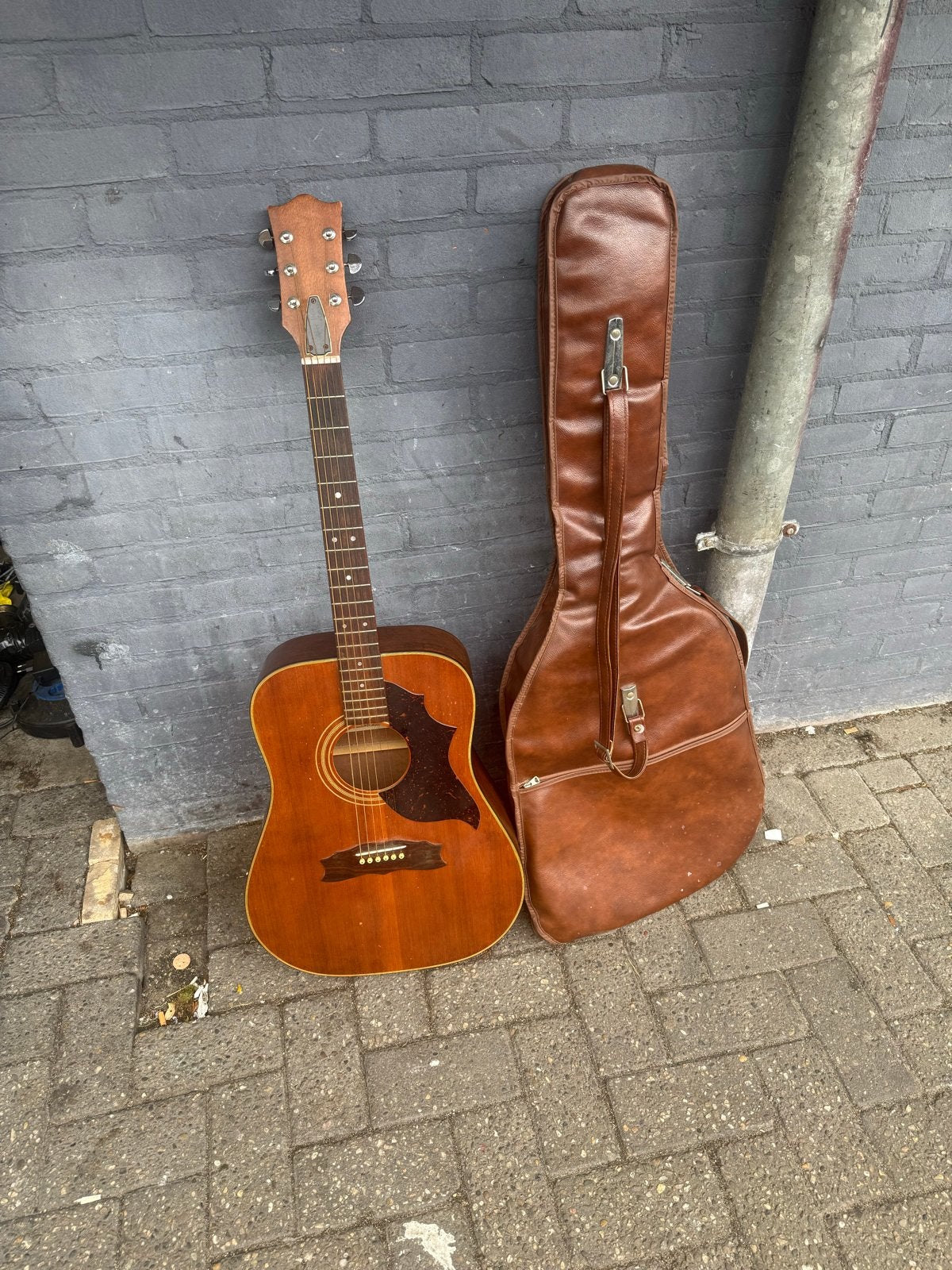 Aria akoestische gitaar met koffer - Vintage Japan, Ophalen of Verzenden, Gebruikt, Western- of Steelstringgitaar, Met koffer