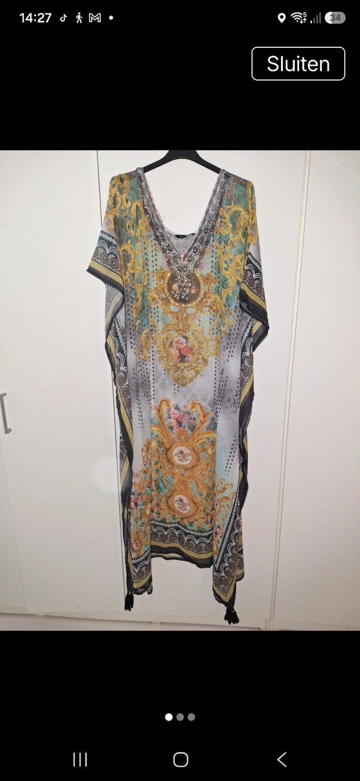Kaftan met kleurrijke print, Meerkleurig, Maat 46/48 (XL) of groter, Ophalen of Verzenden, Knielengte