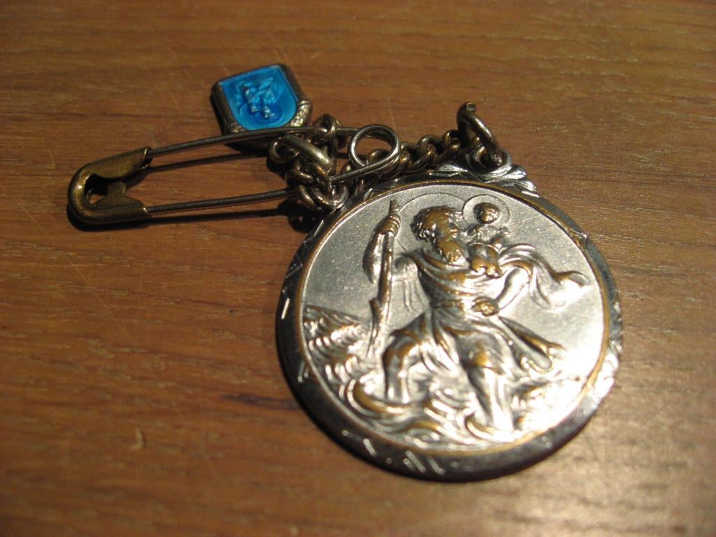 antieke Sint Christoffel met blauwe medaille, Verzenden