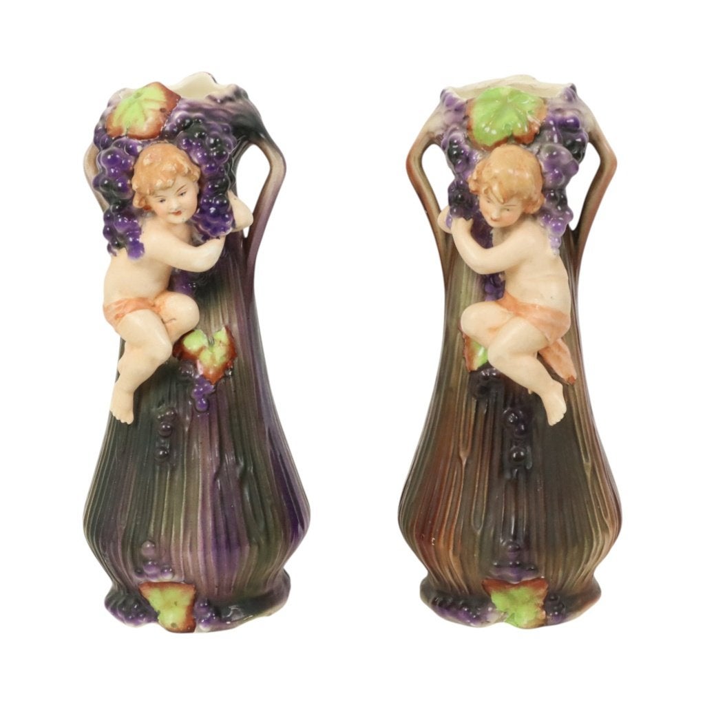 Art Nouveau Vazen Putti Cherubijn Amphora Stijl Aardewerk, Ophalen of Verzenden