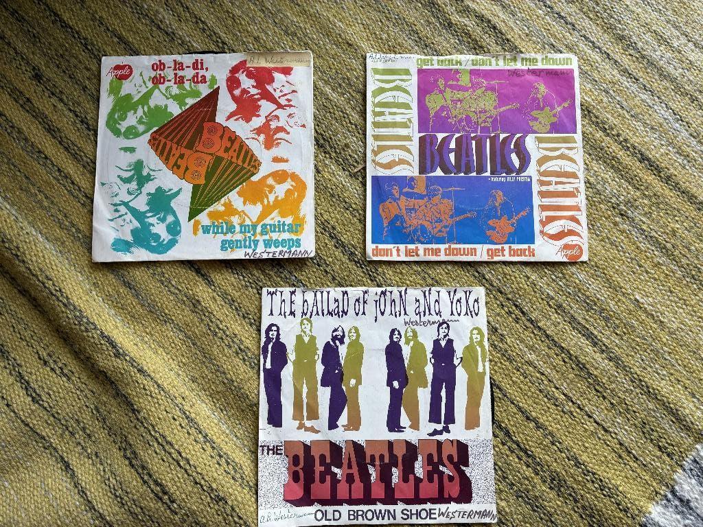 3 Beatles singles - op Apple label in 1 koop, Ophalen of Verzenden, 1960 - 1969, Gebruikt, 7 inch