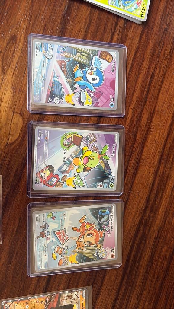 Pokemon kaarten Piplup , Turtwig , Chimchar, Ophalen, Zo goed als nieuw