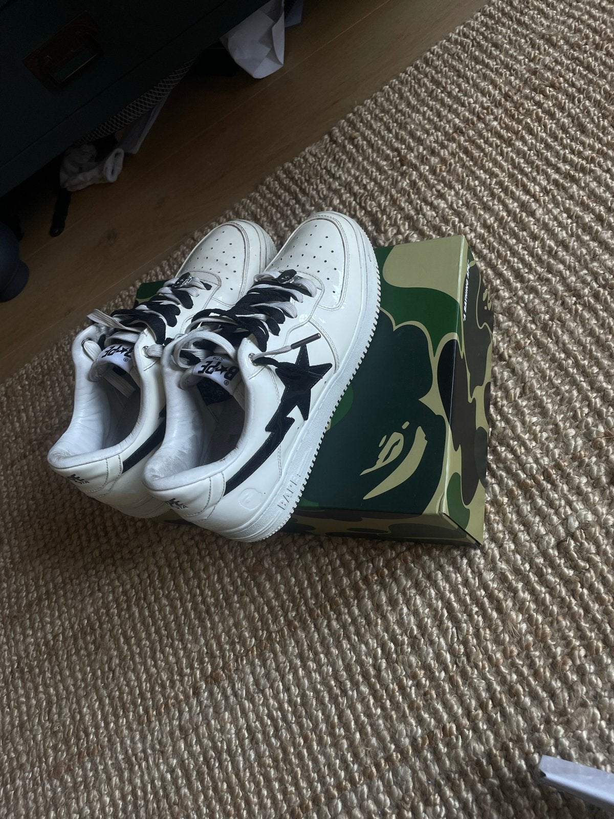 A Bathing Ape Bape Sta Low White Black sneakers, Kleding | Heren, Ophalen of Verzenden, Zo goed als nieuw, Wit, Sneakers of Gympen