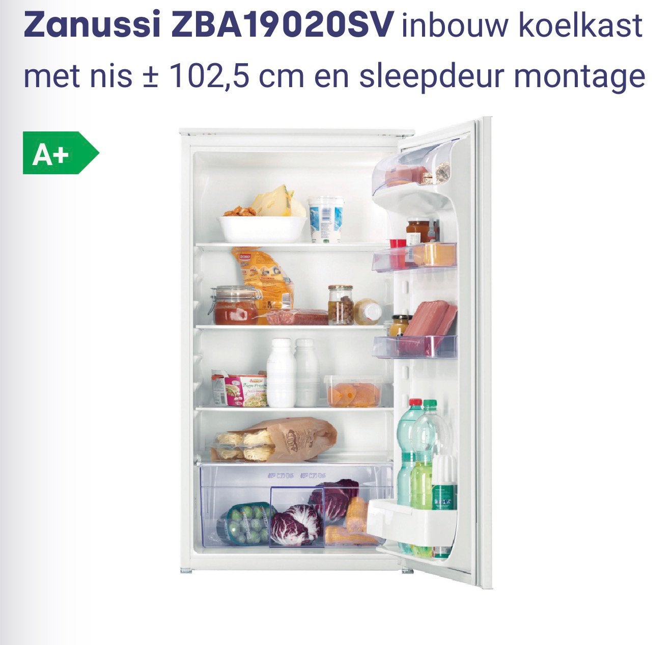 Inbouw Koelkast 102x54x53cm - Compact en Efficiënt, 85 tot 120 cm, Ophalen of Verzenden, Minder dan 75 liter, 45 tot 60 cm