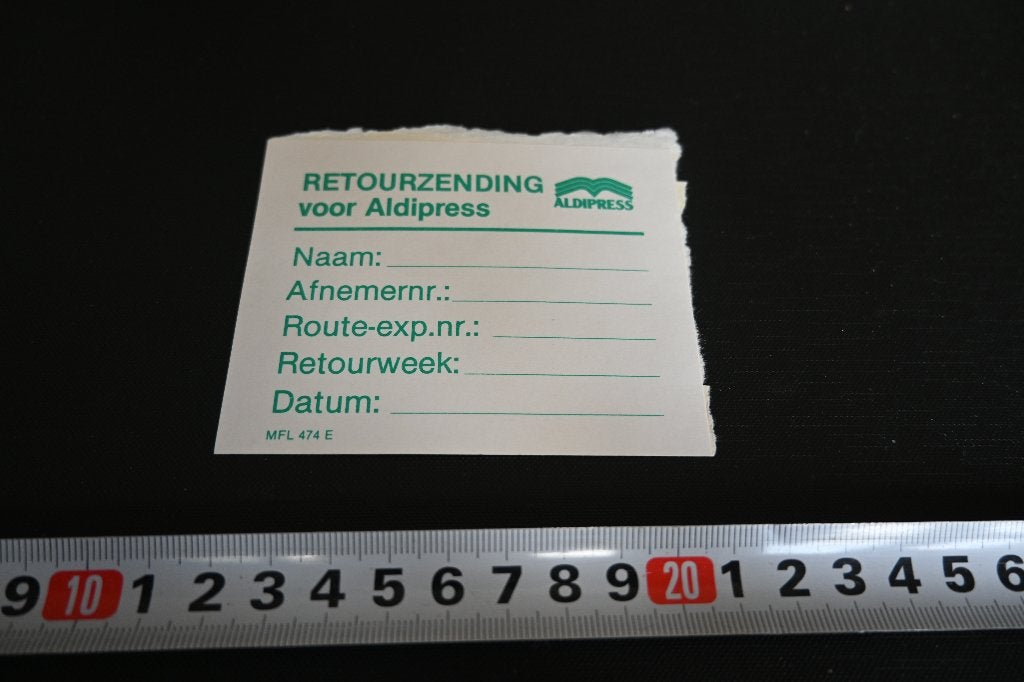 sticker Retourzending voor ALDIORESS   Groen, Ophalen, Zo goed als nieuw