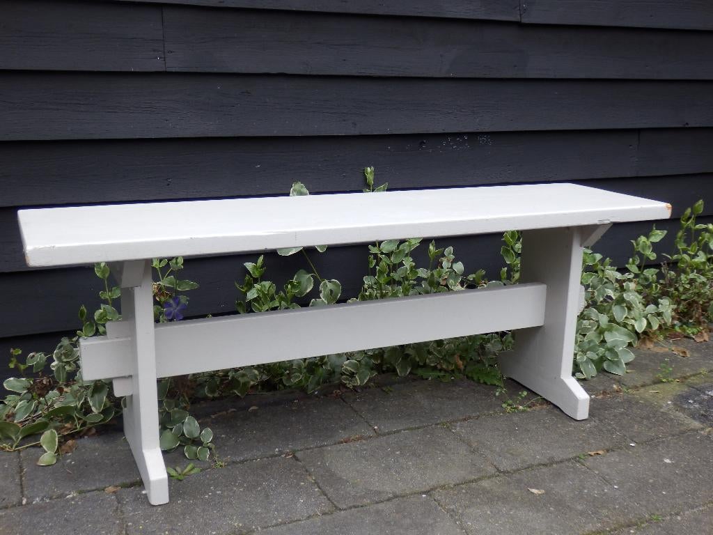 Houten zitbank, Huis en Inrichting, Banken | Bankstellen, Ophalen, Gebruikt, Minder dan 75 cm, Tweepersoons