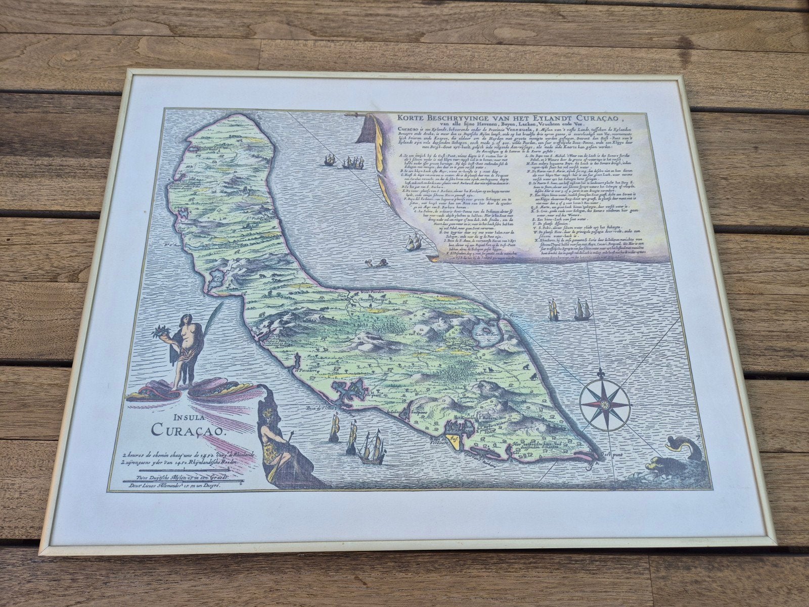 reproductie van een historische kaart van Curaçao, Antiek en Kunst, Ophalen