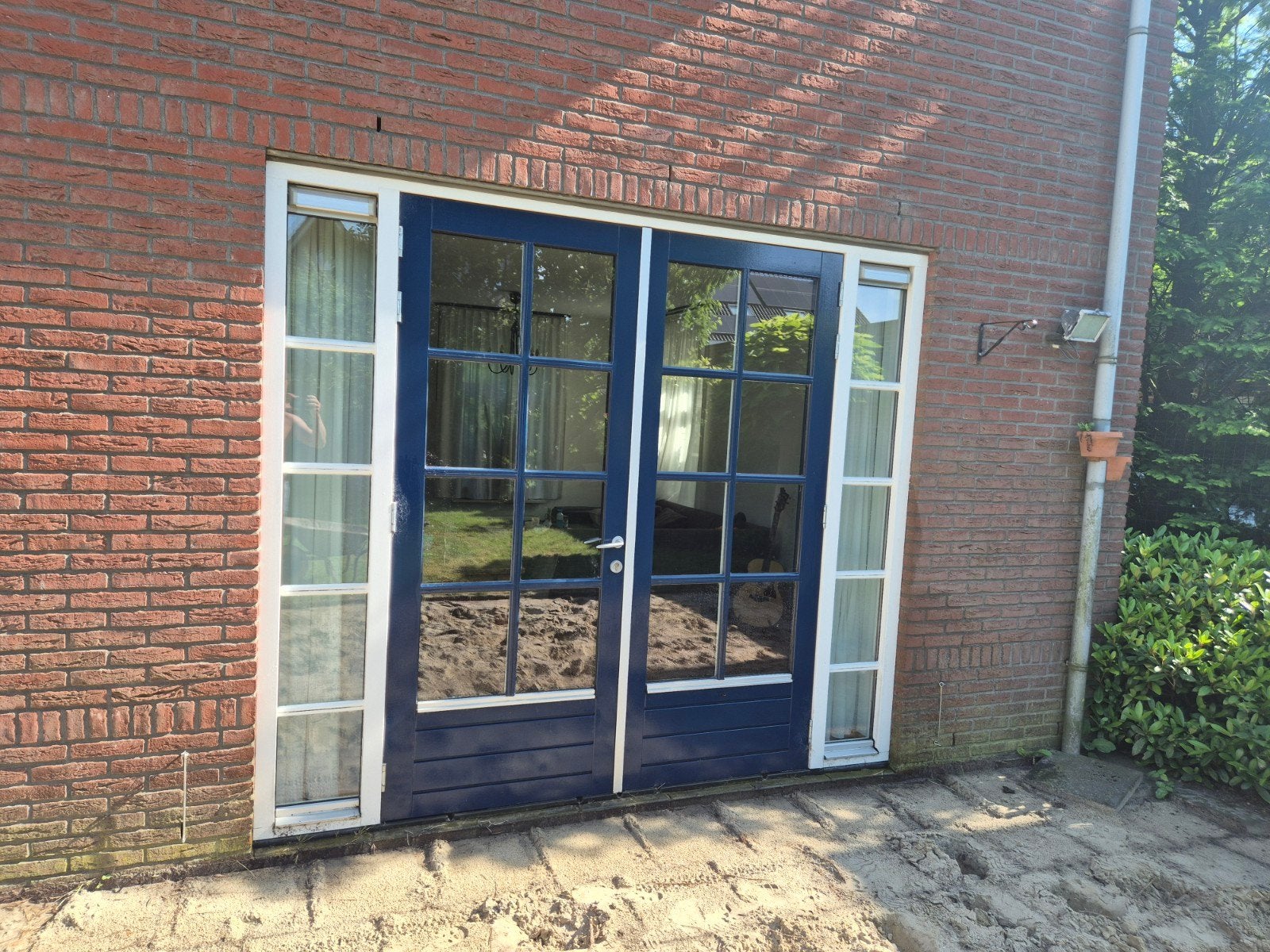 Hardhouten tuindeuren HR++ glas met kozijnen en zijlichten, Ophalen, Hout, 225 cm of meer, Deurkozijn