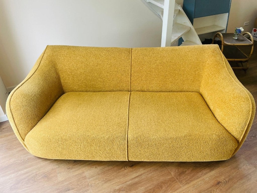 Design bank geel 2,5 zits Loods 5, Ophalen, Tweepersoons, 75 tot 100 cm, Zo goed als nieuw