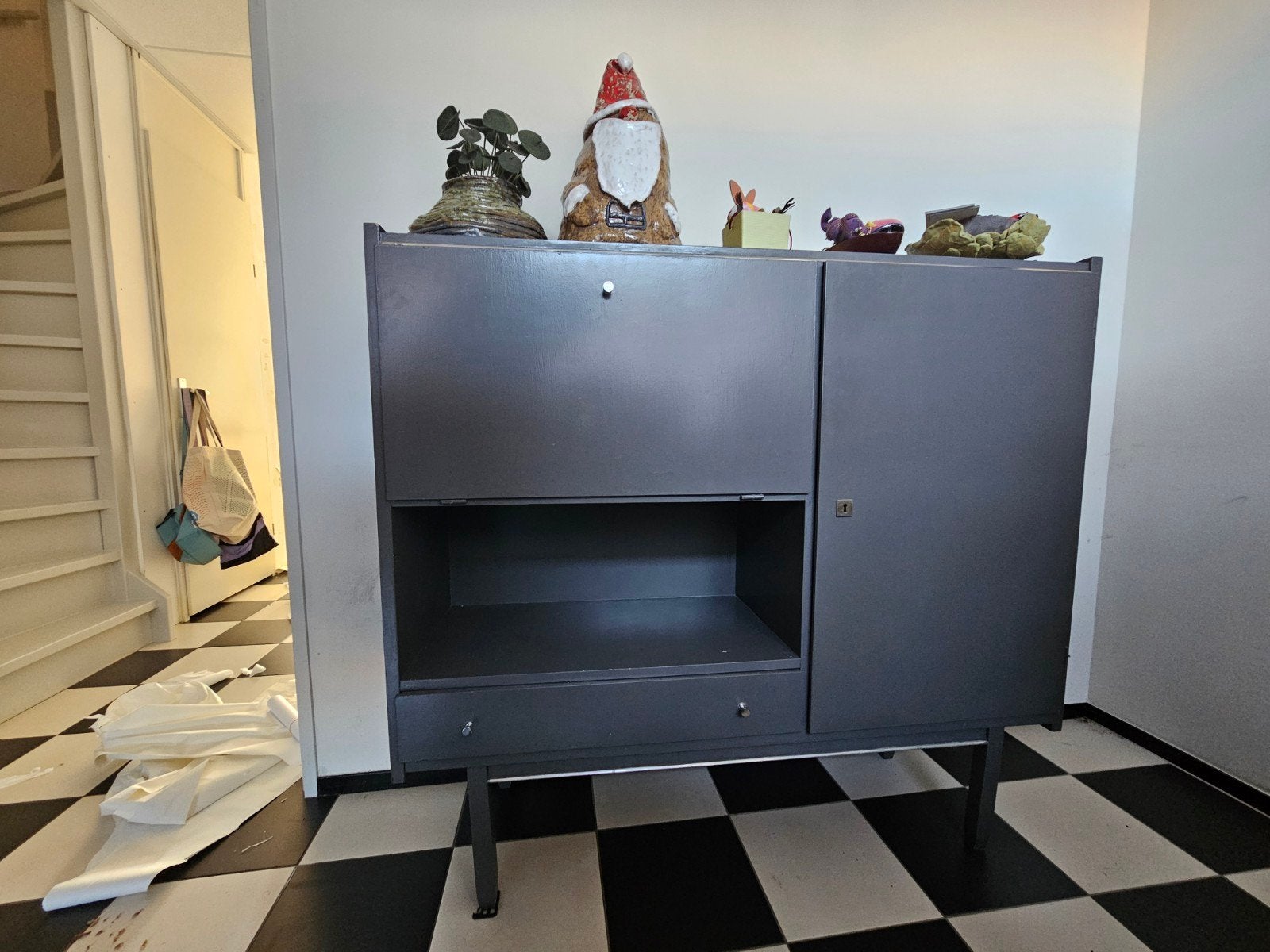 Vintage kast - Grijs geverfd - Opknapper, Ophalen