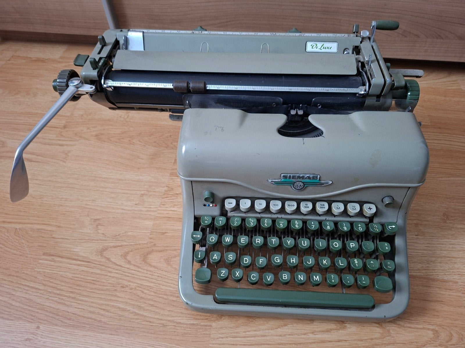 Siemag De Luxe typemachine groen vintage, Ophalen