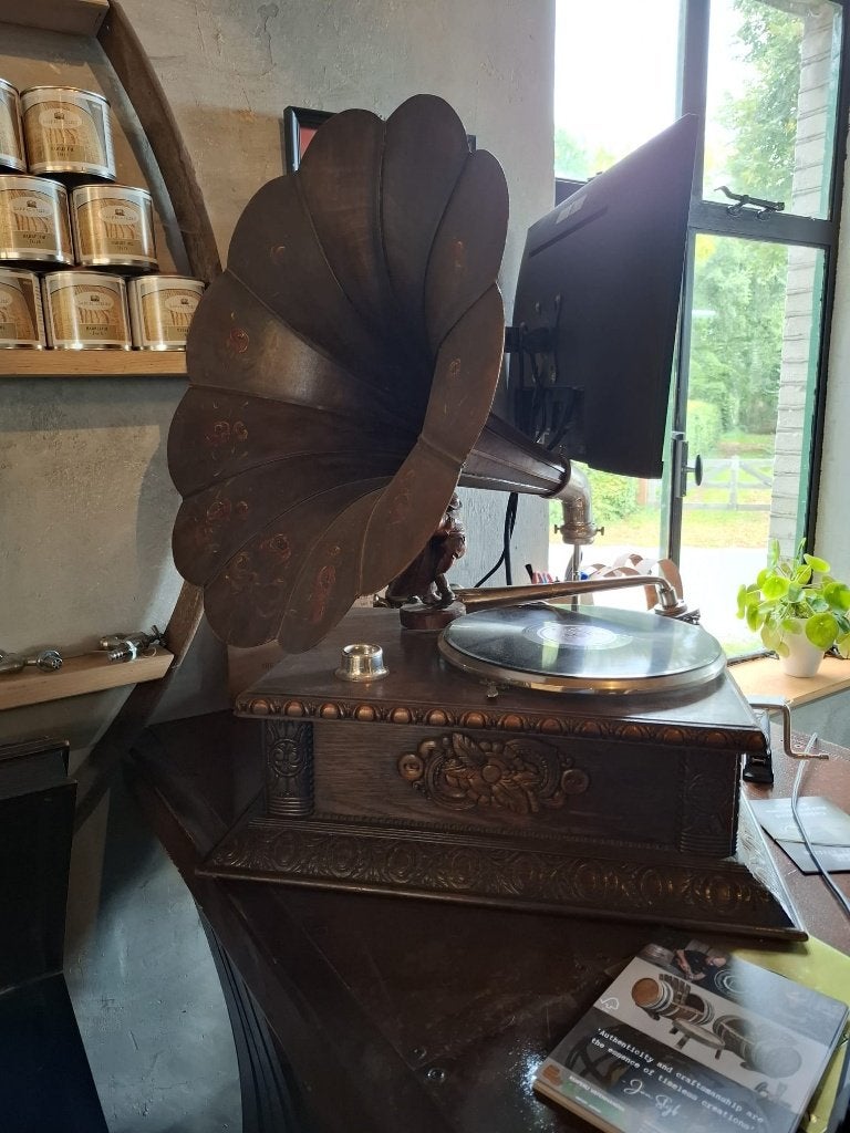 Antieke Grammofoon met Hoorn - Decoratief Pronkstuk, Ophalen