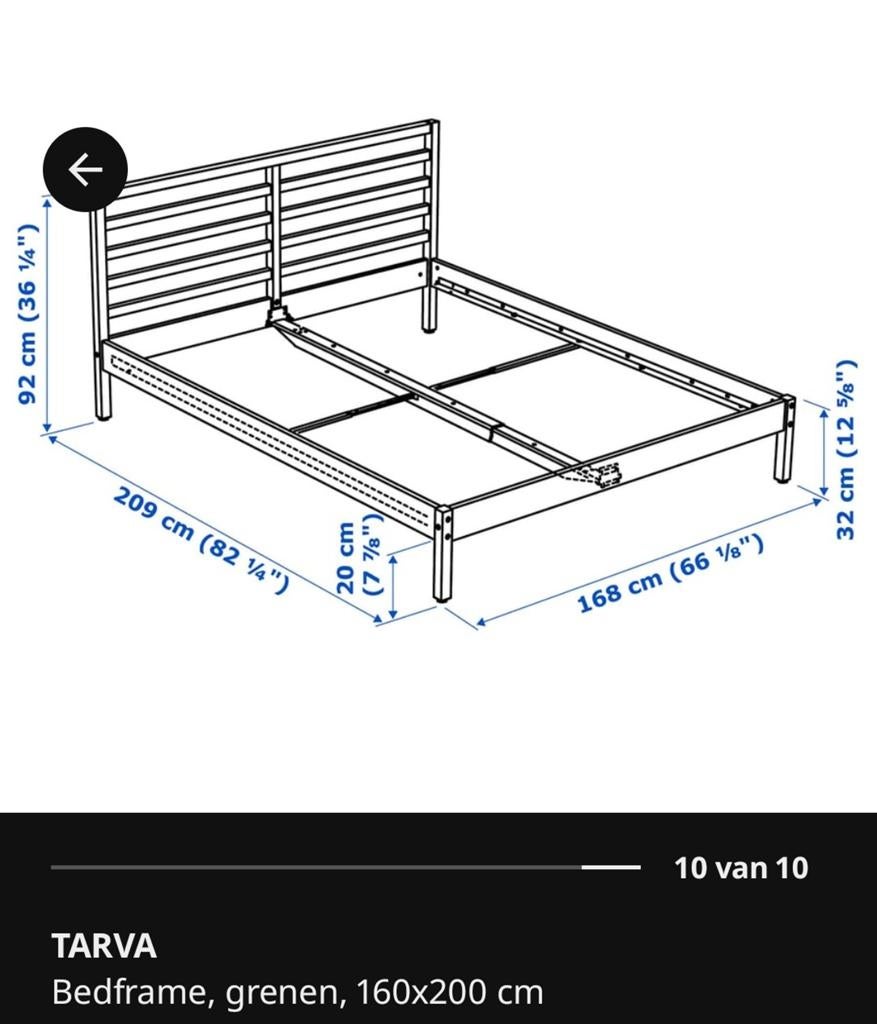 Tarva Bedframe 160x200, Ophalen, Gebruikt, Tweepersoons, 200 cm