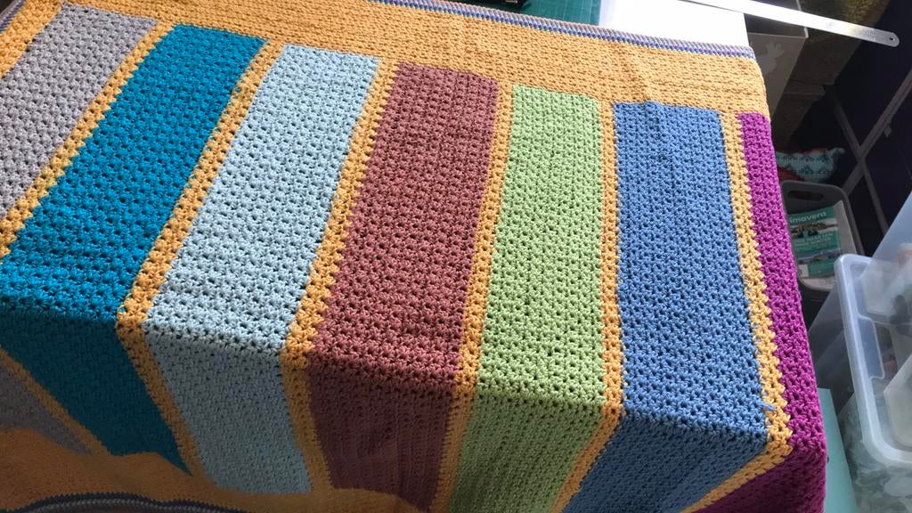 Gehaakt katoenen baby dekentje 100x90.  (3), Ophalen of Verzenden, Zo goed als nieuw