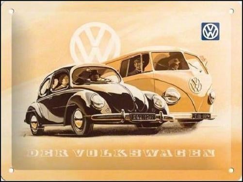 Der Volkswagen Kever en Bus. Metalen wandbord 30 x 40 cm., Ophalen of Verzenden, Nieuw, Auto's