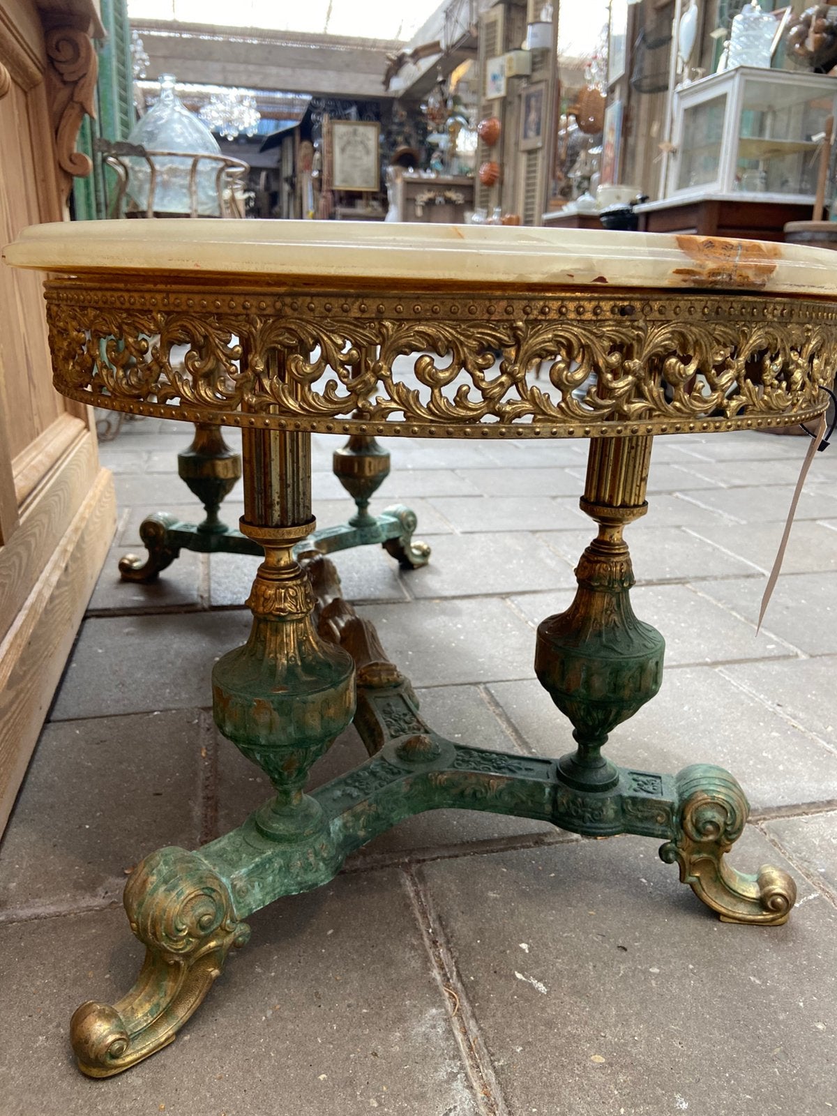 Prachtige Franse salontafel tafel met onyx blad, Ophalen