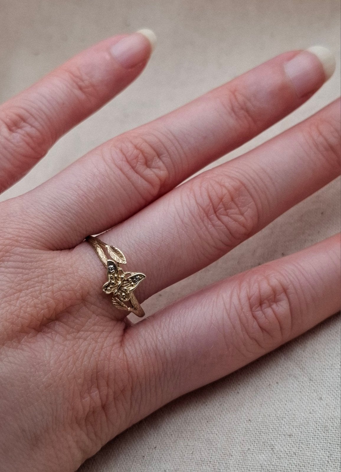 Vintage ring 8 karaat goud vlinders 8k 20 mm, 20 of groter, Ophalen of Verzenden, Dame, Goud