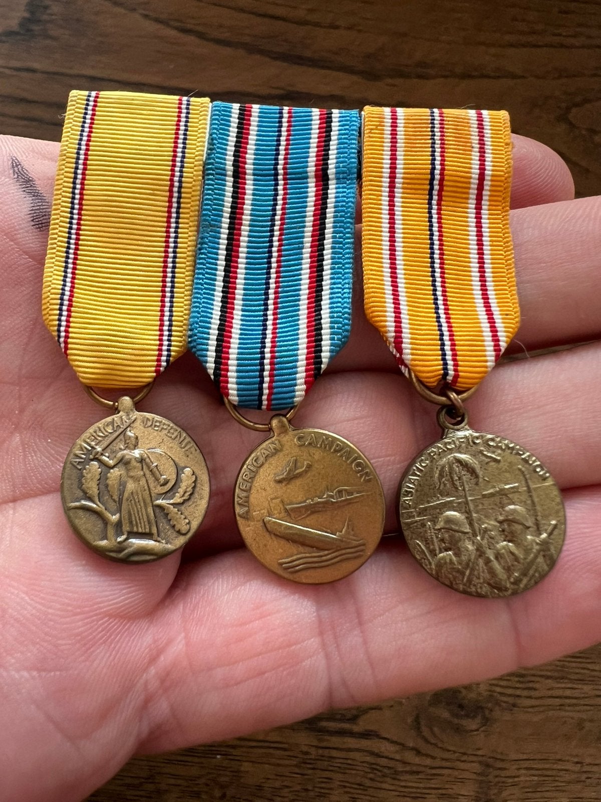 WO2 Amerikaans miniatuur medaille set us Pacific etc, Amerika, Lintje, Medaille of Wings, Ophalen of Verzenden