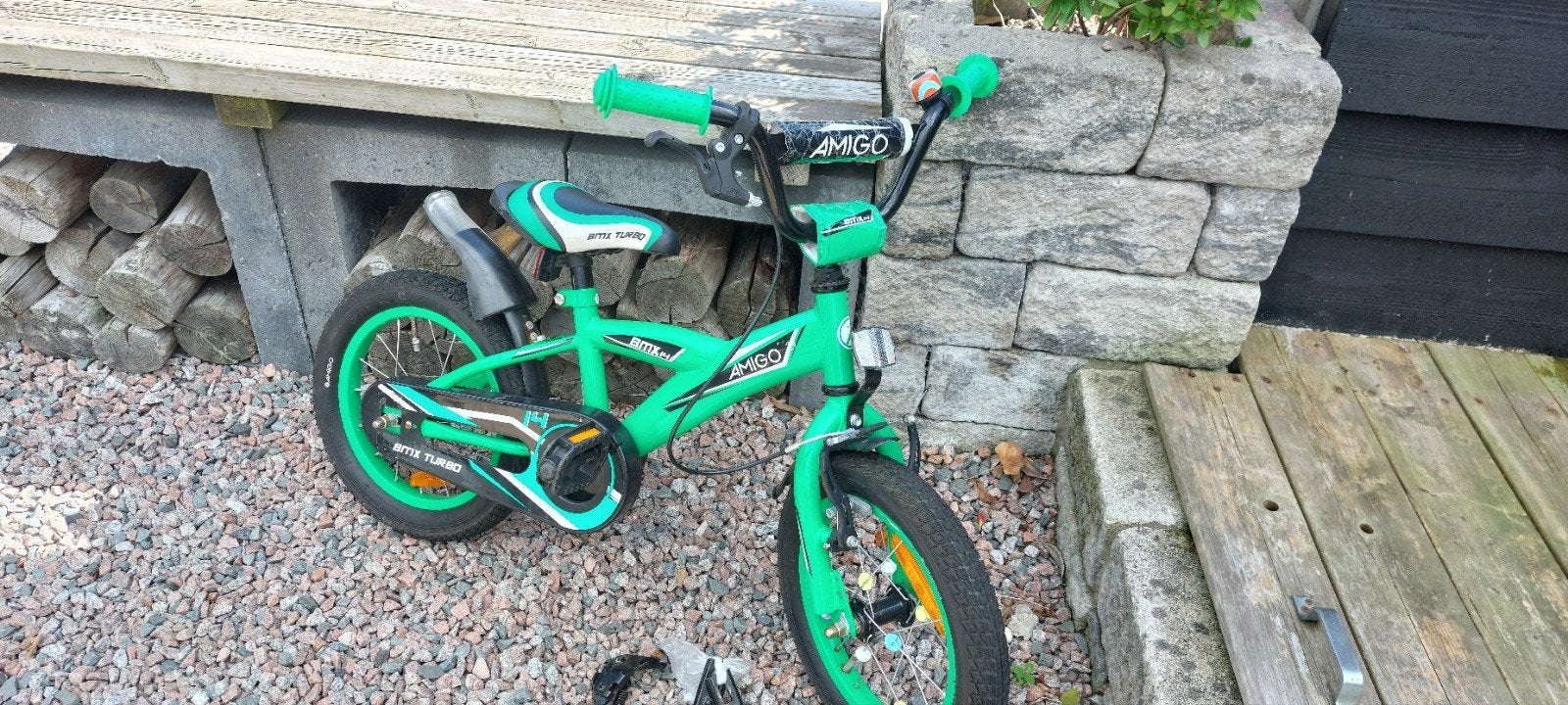 Amigo bmx 14 inch fiets, Fietsen en Brommers, Fietsen | Kinderfietsjes, Ophalen, Gebruikt, Minder dan 16 inch, Zijwieltjes