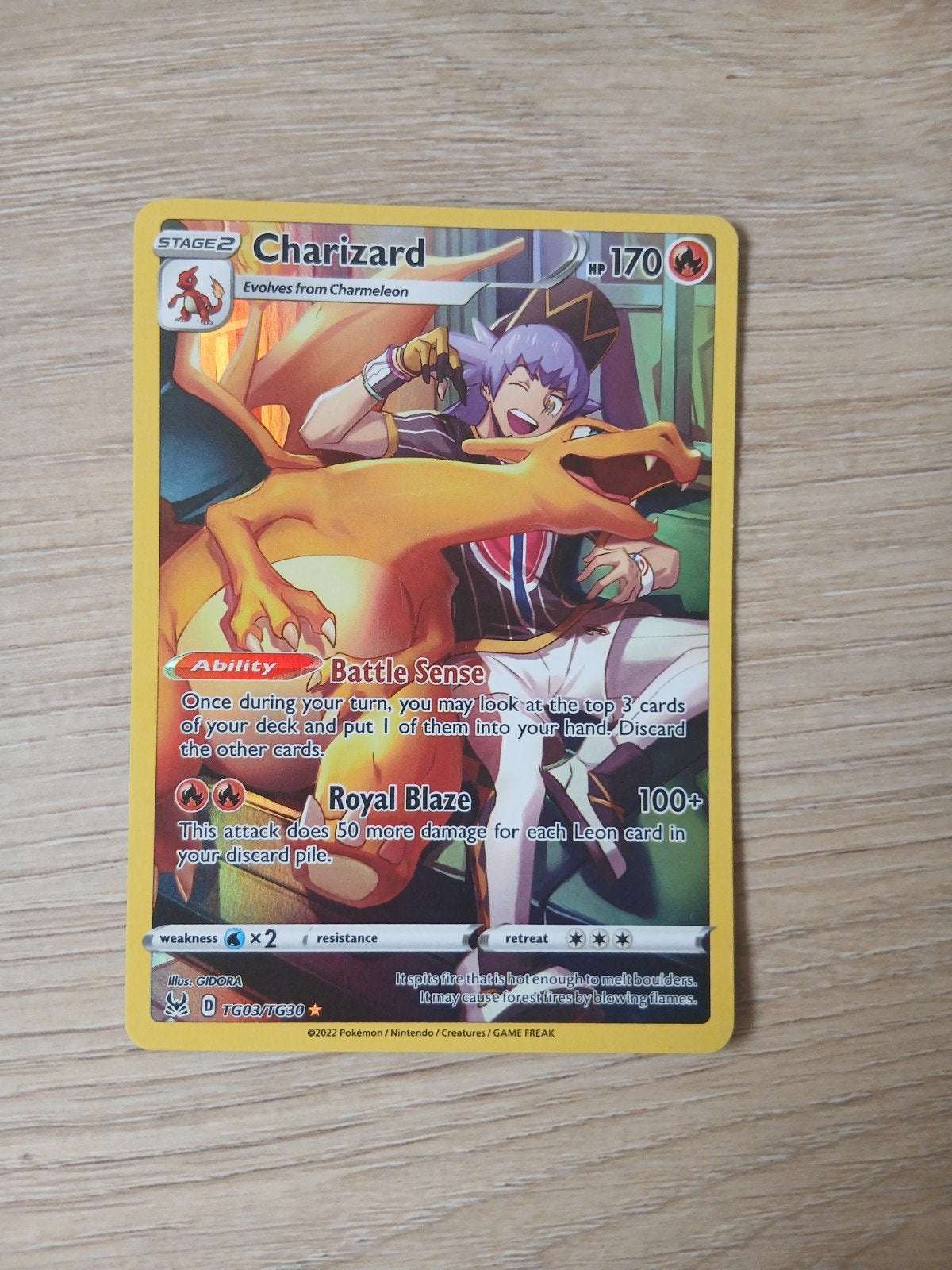Charizard TG03/TG30 holo art Pokémon Kaart, Ophalen of Verzenden, Zo goed als nieuw, Losse kaart