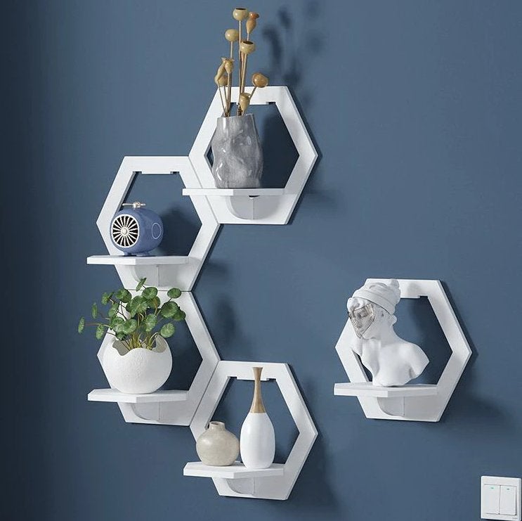 Witte Hexagon Wandplank/ Wand Plank Muur Stelling Display, Verzenden, Nieuw