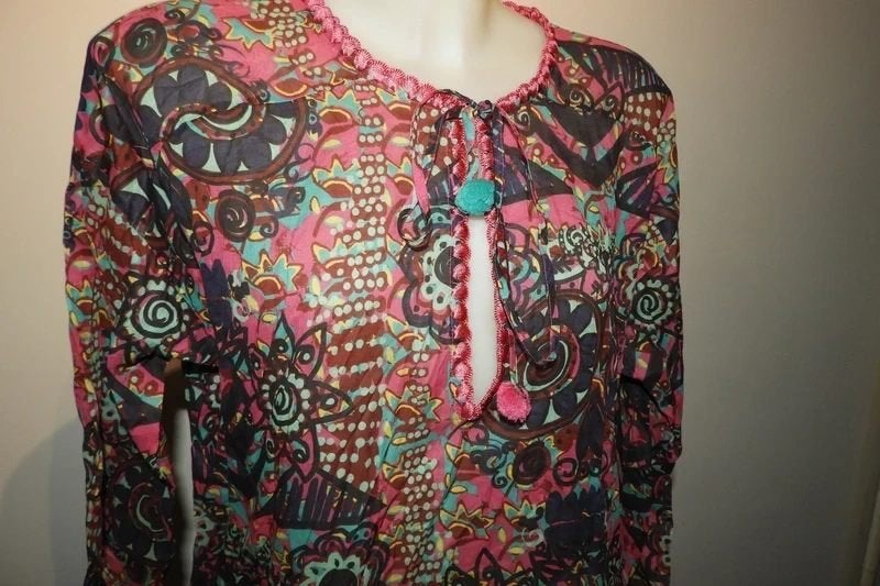 Missoni kleurrijk tuniek helemaal in print koort pompoen S.M, Zo goed als nieuw, Missoni, Maat 36 (S), Meerkleurig