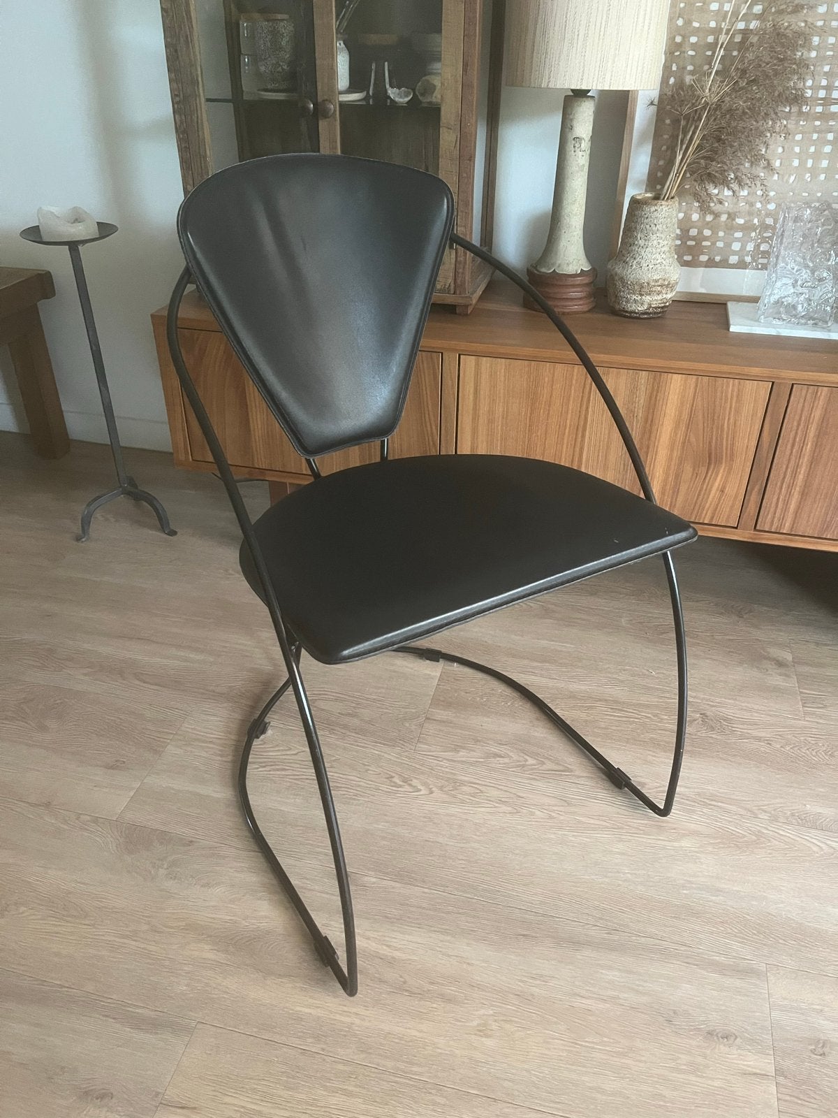 Arrben Italy design stoel - Zwart metaal (kunst)leer, Huis en Inrichting, Ophalen, Gebruikt, Zwart, Metaal