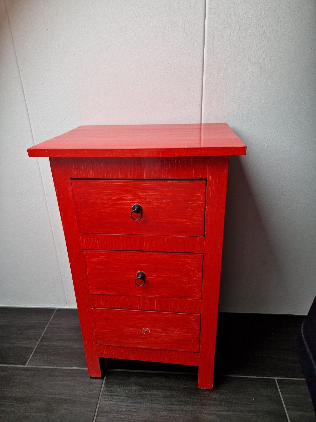 Rode ladekast met 3 laden - 83x50x36 cm, Minder dan 50 cm, Gebruikt, Ophalen of Verzenden, 3 of 4 laden