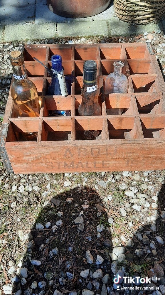 Vintage houten bierkrat Abdij St. Malle, Antiek en Kunst, Ophalen of Verzenden