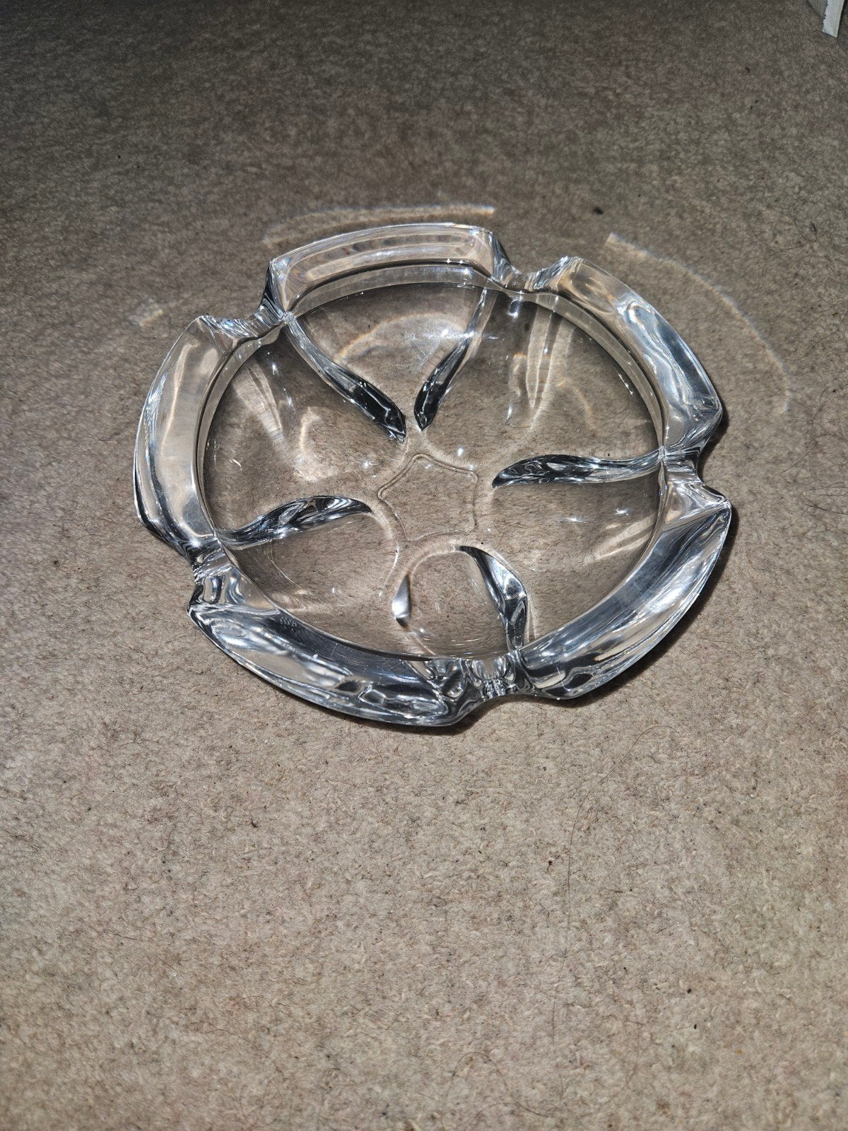 Grote zware glazen asbak - 20cm, 1.3kg, Ophalen of Verzenden