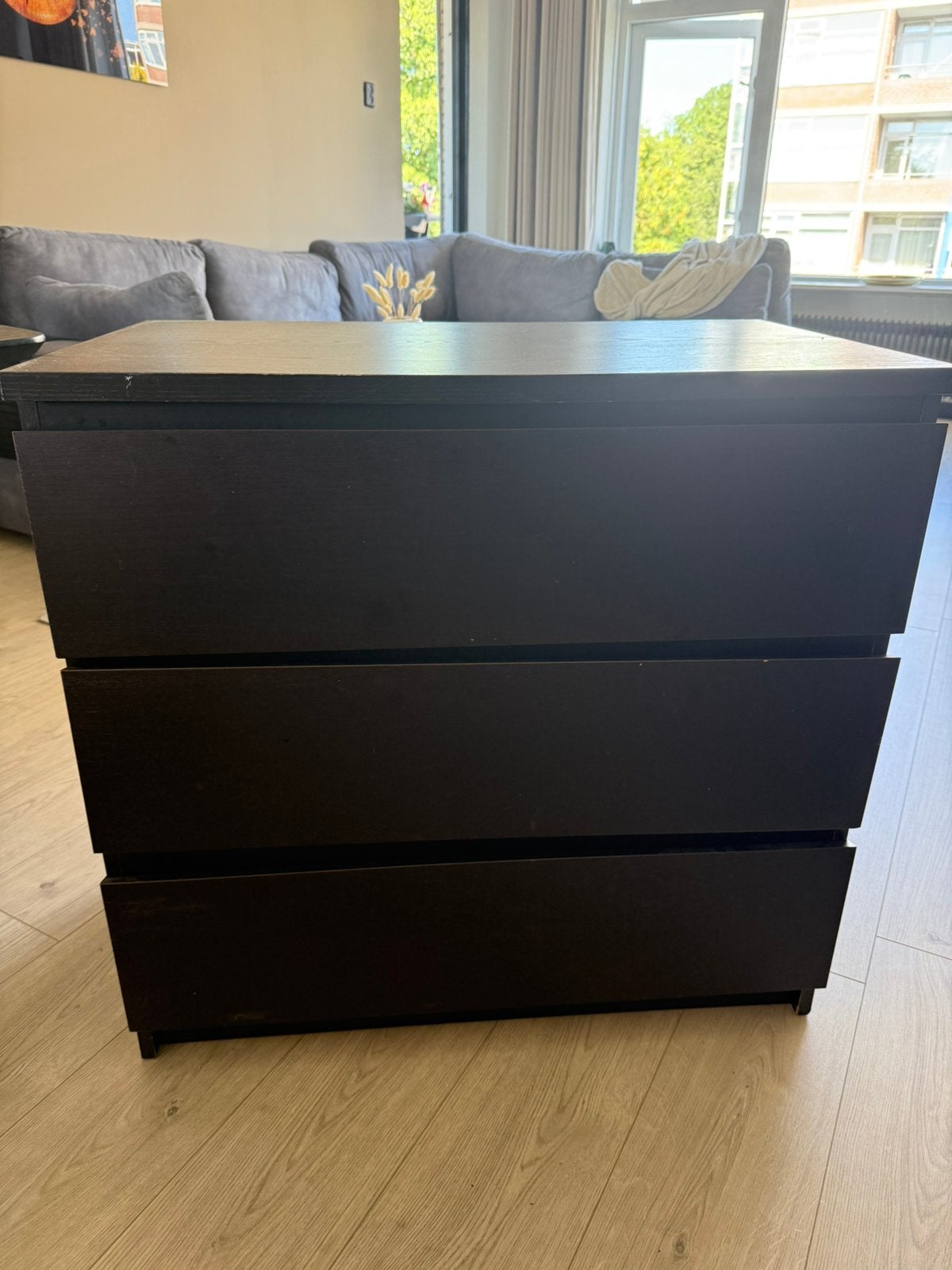 MALM ladekast 3 lades, Ophalen, Gebruikt, Eikenhout, 50 tot 100 cm