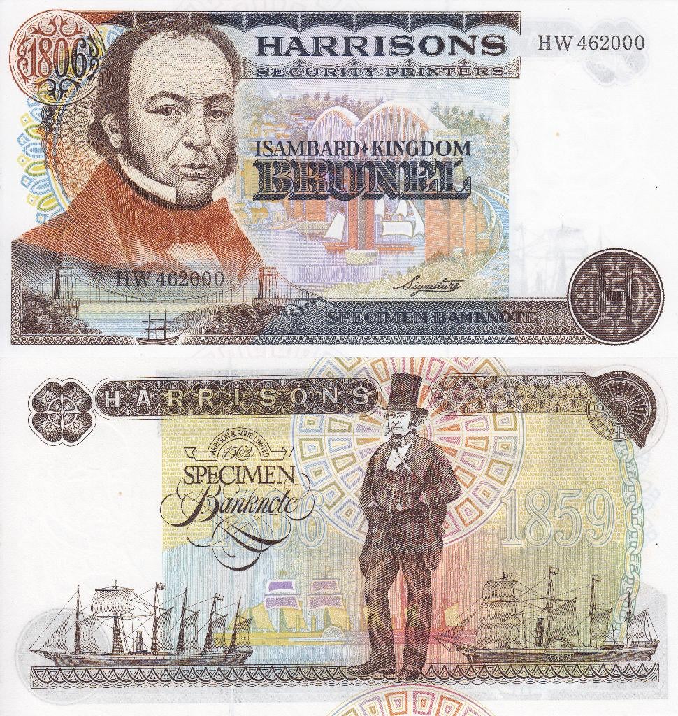 Harrisons Security Printers "Brunel" Specimen UNC, Ophalen of Verzenden, Overige landen, Los biljet