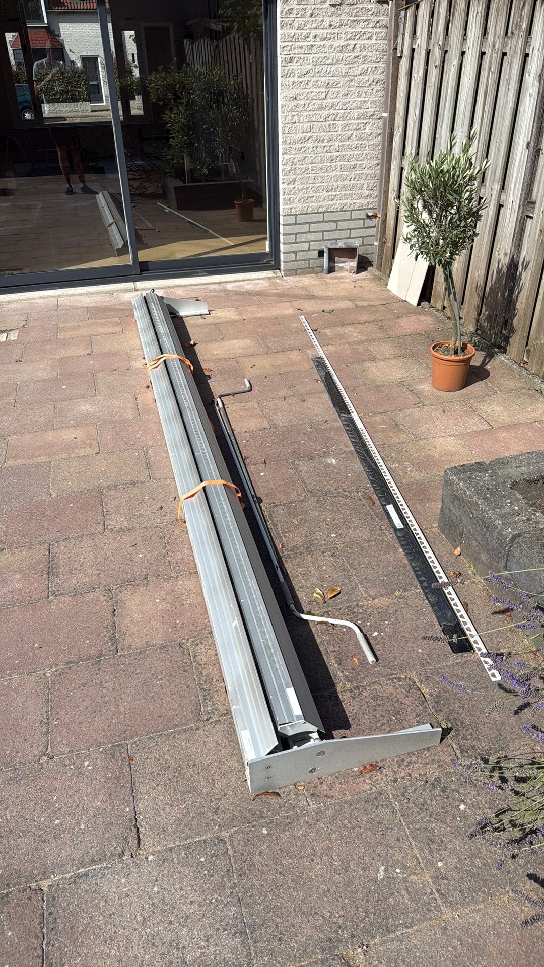 Zonnescherm, 150 tot 300 cm, Ophalen, Zo goed als nieuw, Knikarmscherm