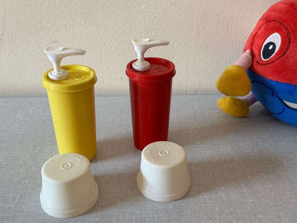 2 Z.G.A.N. sauspompjes zeeppompjes pompjes TUPPERWARE, Ophalen of Verzenden, Zo goed als nieuw, Overige typen, Vaatwasserbestendig
