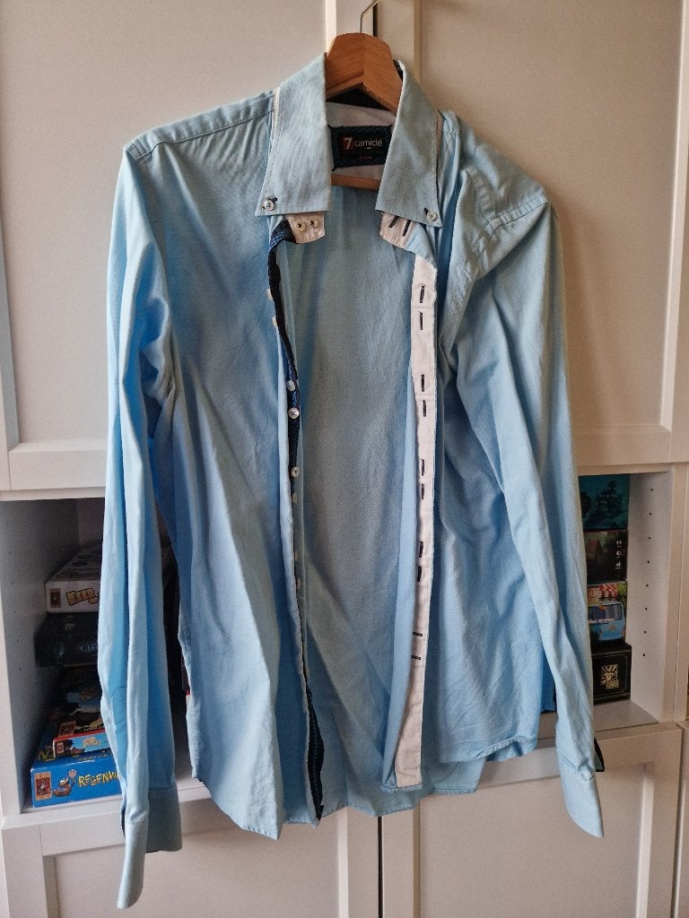 Mooi lichtblauw overhemd 7 Camicie maat L, Ophalen, 7 Camicie, Blauw, Zo goed als nieuw
