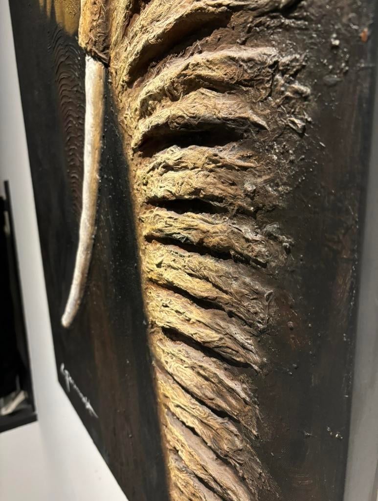 Indrukwekkend Schilderij: Olifant met 3D-textuur, Ophalen