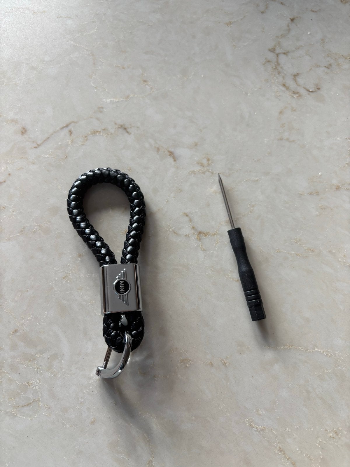 Chique zwarte gevlochten Mini Cooper sleutelhanger, Ophalen of Verzenden, Nieuw, Merk