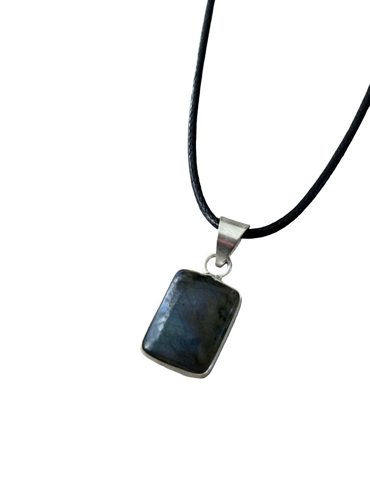 Labradoriet Edelsteen Ketting Leer Uniseks Sieraden, Overige kleuren, Vanbeeksaar4@gmail.com, Nieuw, Ophalen of Verzenden