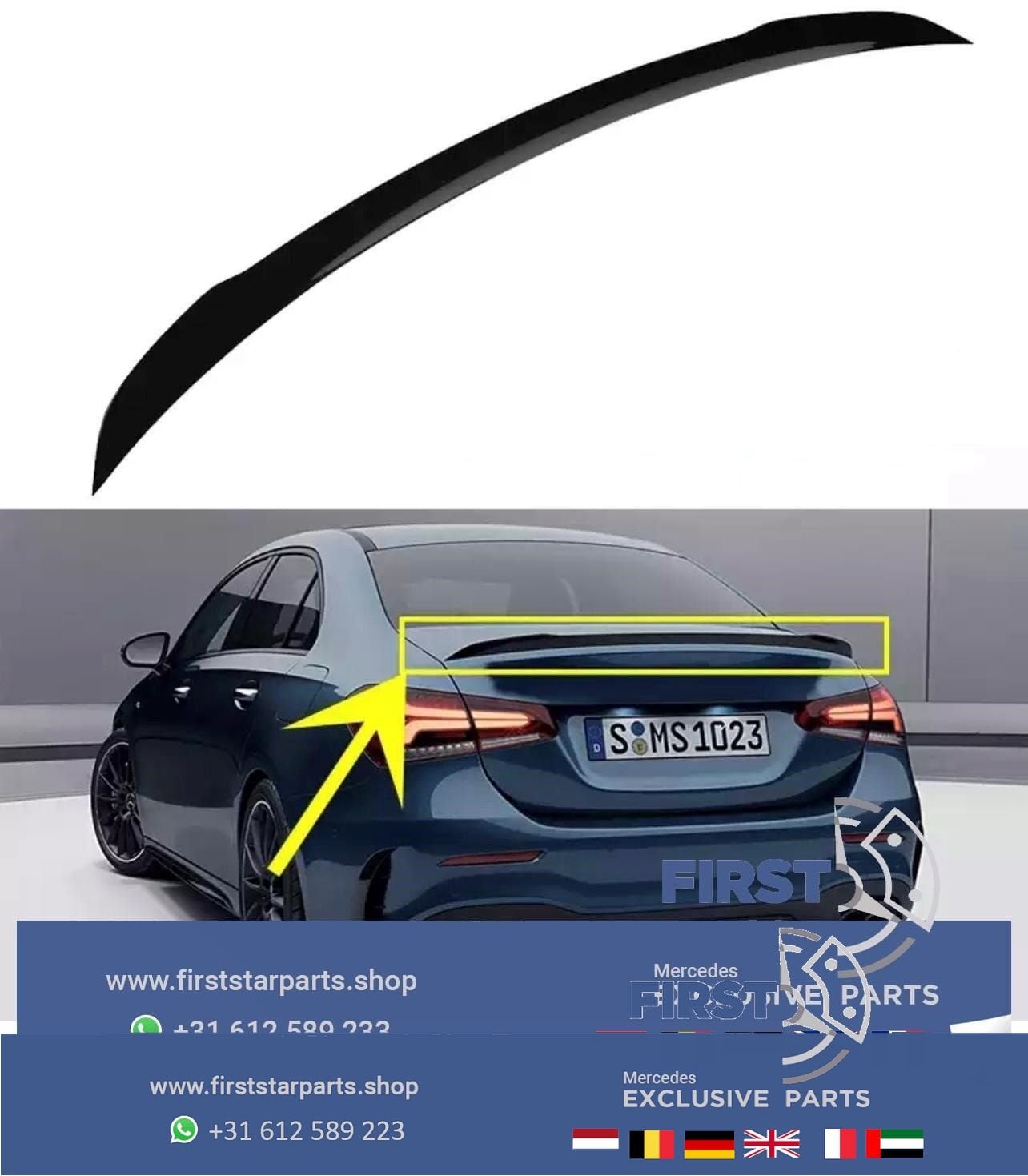 W177 V177 A KLASSE SEDAN AMG KOFFERBAK SPOILER ZWART 2018-20, Gebruikt, Ophalen of Verzenden, Achter, -
