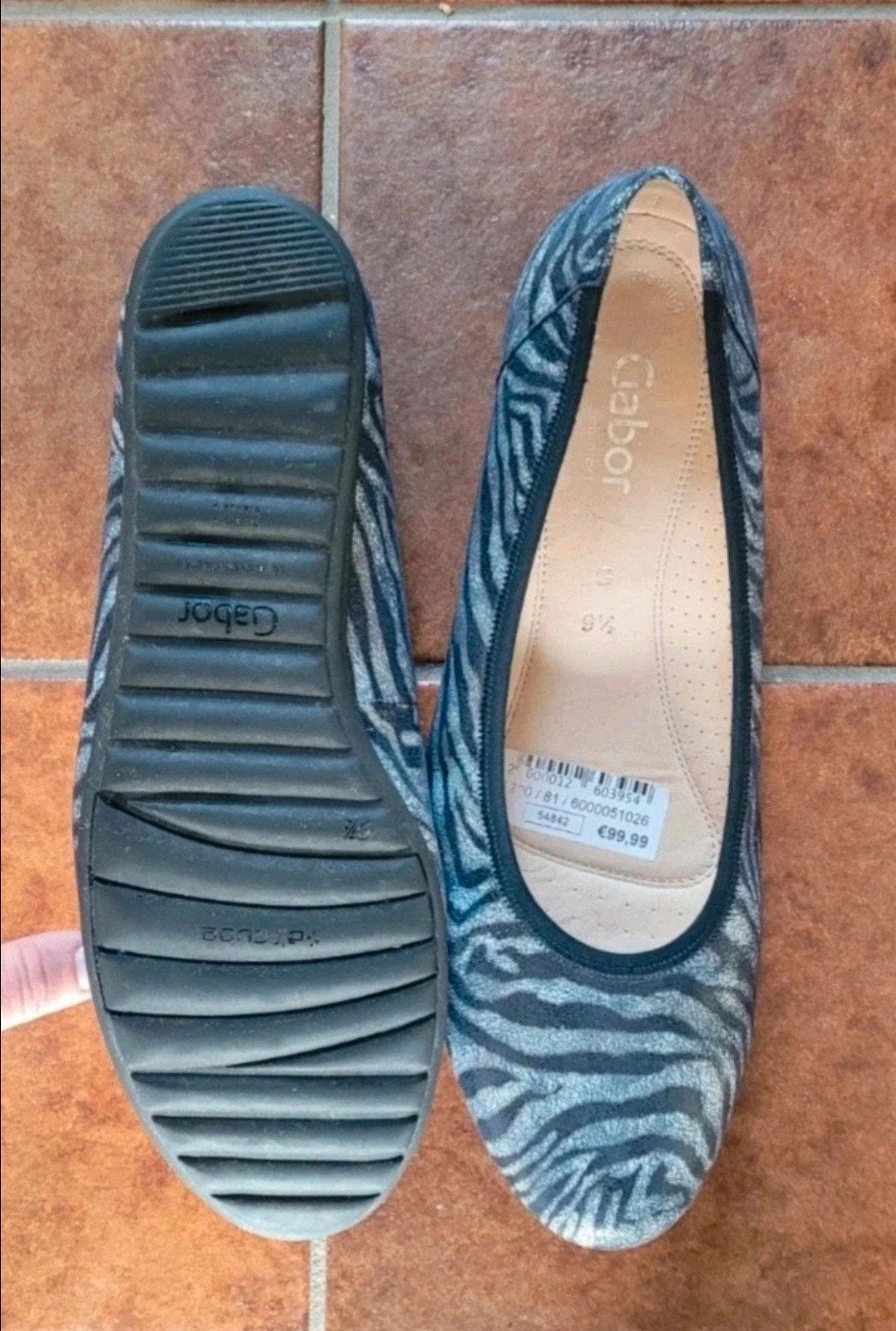 Gabor Ballerina's met Zebraprint - Maat 9½, Kleding | Dames, Zwart, Gabor, Zo goed als nieuw, Ballerina's