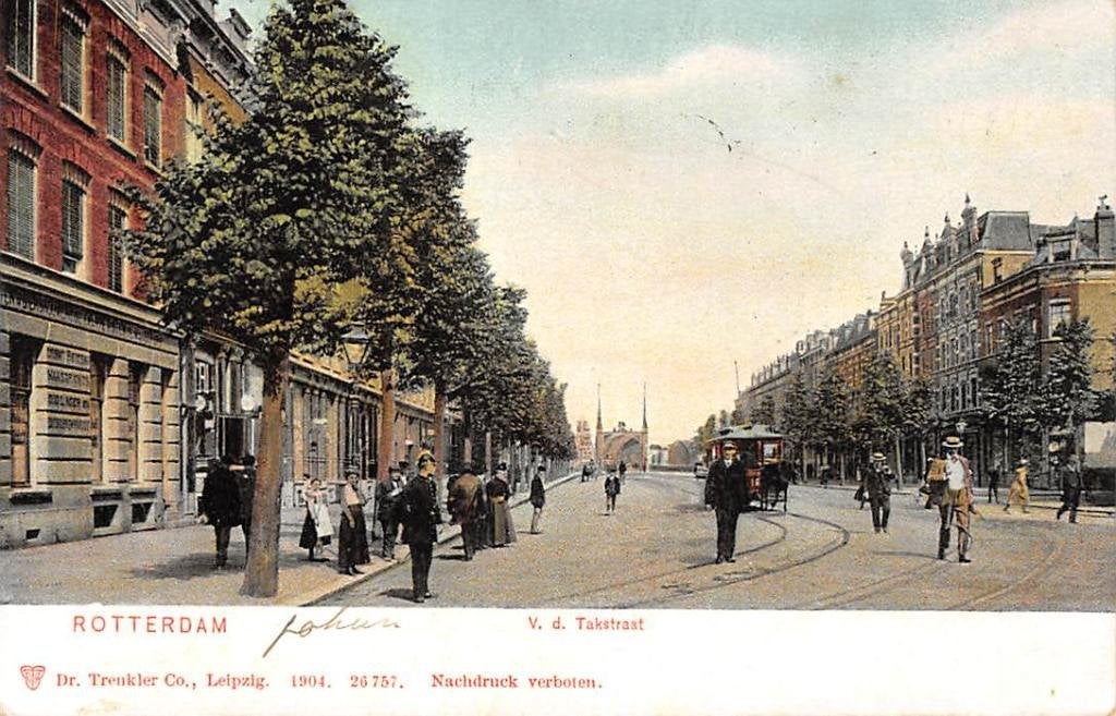 Rotterdam V. d. Takstraat met Paardentram 1904 RTM Tram, Ophalen of Verzenden, Voor 1920, Gelopen, Zuid-Holland
